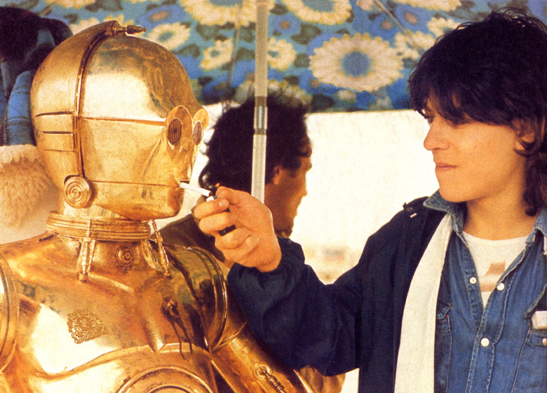 anthony daniels stops for a cigarette break